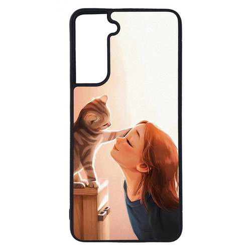 کاور طرح دختر و گربه کد G-151 مناسب برای گوشی موبایل سامسونگ Galaxy S21
