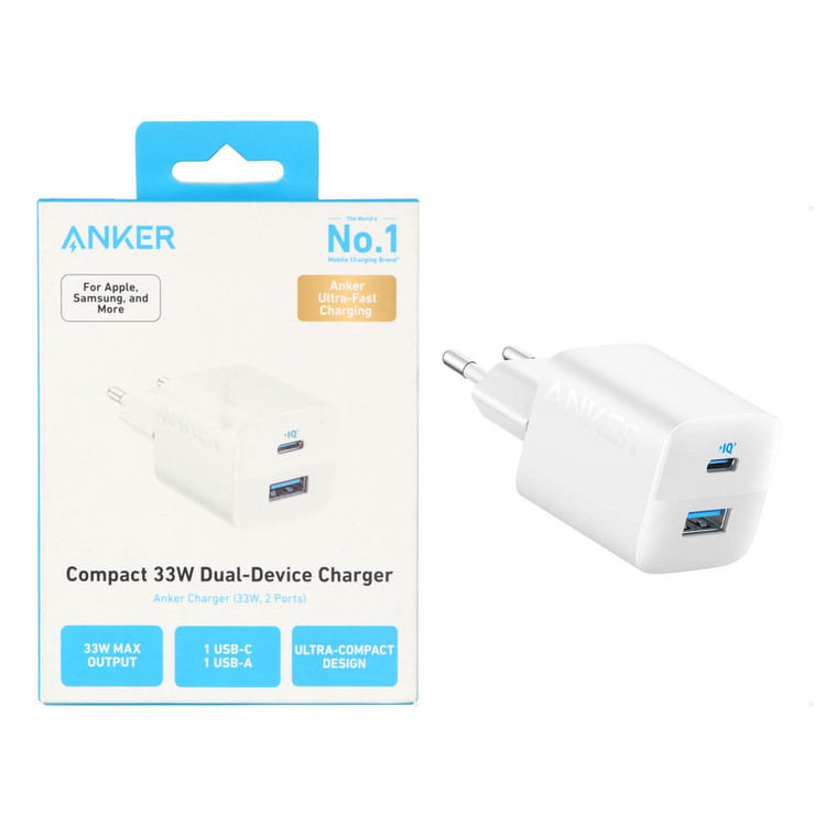 شارژر دیواری فست دو پورت Anker مدل Compact A2331G21 33W - سفید